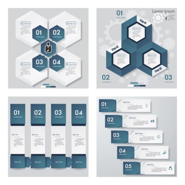 4 mavi renk şablonu/grafik veya Web sitesi düzeni topluluğu.