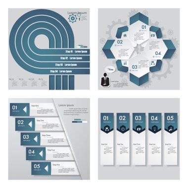 4 mavi renk şablonu/grafik veya Web sitesi düzeni topluluğu.