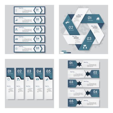4 mavi renk şablonu/grafik veya Web sitesi düzeni topluluğu.