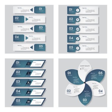 4 mavi renk şablonu/grafik veya Web sitesi düzeni topluluğu.