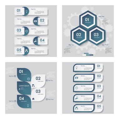 4 mavi renk şablonu/grafik veya Web sitesi düzeni topluluğu.