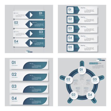 4 mavi renk şablonu/grafik veya Web sitesi düzeni topluluğu.
