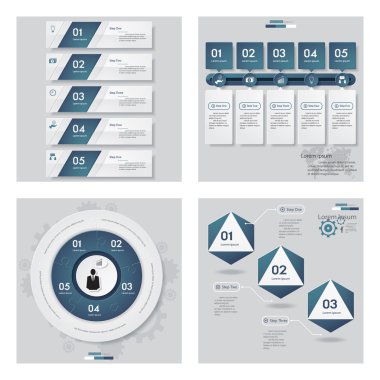 4 mavi renk şablonu/grafik veya Web sitesi düzeni topluluğu.