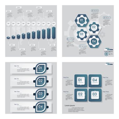 4 mavi renk şablonu/grafik veya Web sitesi düzeni topluluğu.
