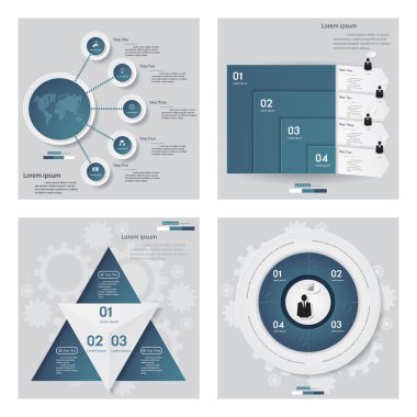 4 mavi renk şablonu/grafik veya Web sitesi düzeni topluluğu.