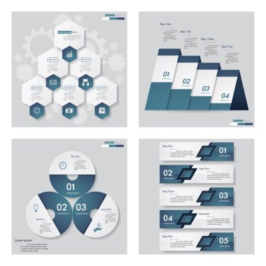 4 mavi renk şablonu/grafik veya Web sitesi düzeni topluluğu.