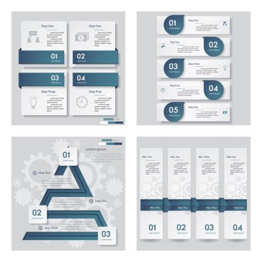 4 mavi renk şablonu/grafik veya Web sitesi düzeni topluluğu.