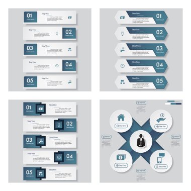 4 mavi renk şablonu/grafik veya Web sitesi düzeni topluluğu.