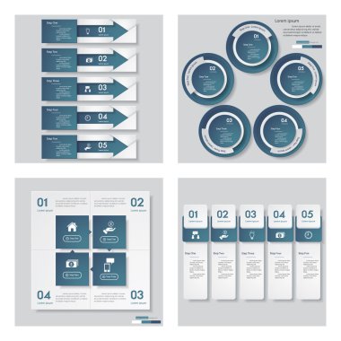 4 mavi renk şablonu/grafik veya Web sitesi düzeni topluluğu.