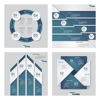 4 mavi renk şablonu/grafik veya Web sitesi düzeni topluluğu. Vektör arka plan.