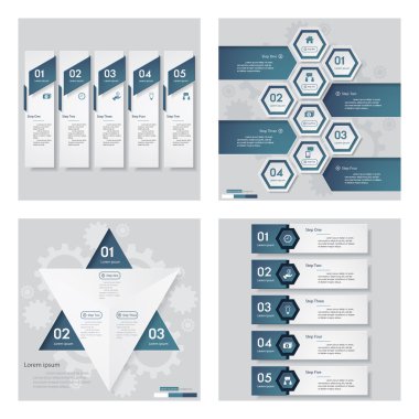 4 mavi renk şablonu/grafik veya Web sitesi düzeni topluluğu. Vektör arka plan.