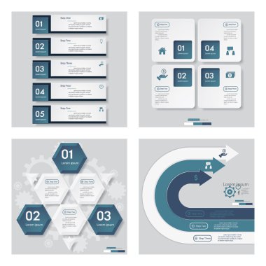 4 mavi renk şablonu/grafik veya Web sitesi düzeni topluluğu. Vektör arka plan.