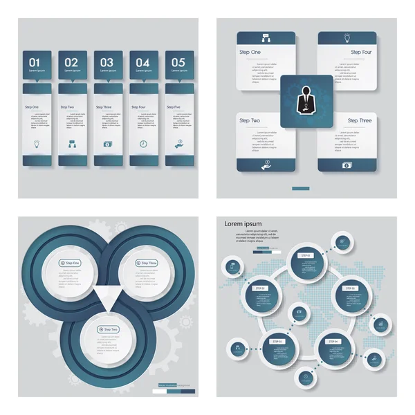 Coleção de 4 modelo de cor azul / gráfico ou layout do site . — Vetor de Stock