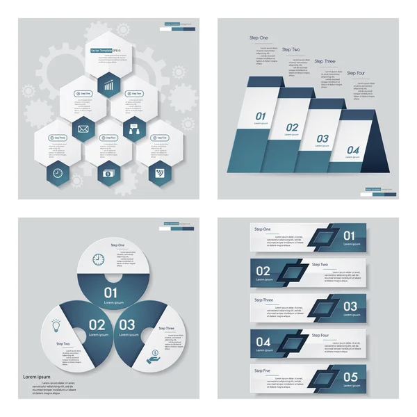 Kolekcja 4 niebieski kolor szablonu/grafiki lub stronie układu. — Wektor stockowy