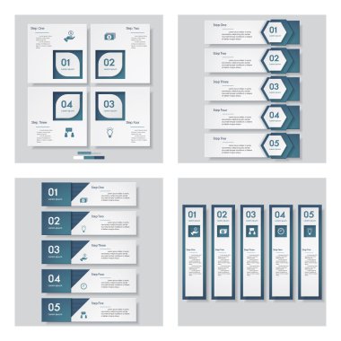 4 mavi renk şablonu/grafik veya Web sitesi düzeni topluluğu. Vektör arka plan.