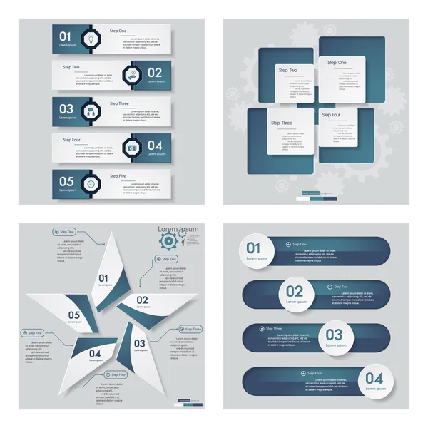 4 mavi renk şablonu/grafik veya Web sitesi düzeni topluluğu. Vektör arka plan.