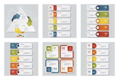 6 tasarım şablonu/grafik veya Web sitesi düzeni topluluğu. Vektör arka plan.