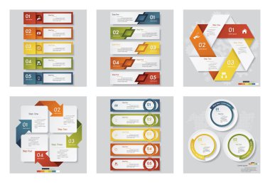 6 tasarım şablonu/grafik veya Web sitesi düzeni topluluğu. Vektör arka plan.