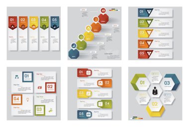 6 tasarım şablonu/grafik veya Web sitesi düzeni topluluğu. Vektör arka plan.