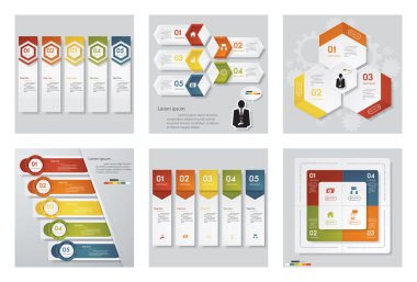 6 tasarım şablonu/grafik veya Web sitesi düzeni topluluğu. Vektör arka plan.