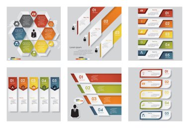 6 tasarım şablonu/grafik veya Web sitesi düzeni topluluğu. Vektör arka plan.