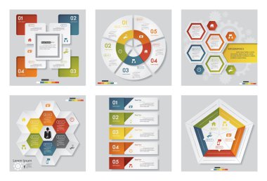 6 tasarım şablonu/grafik veya Web sitesi düzeni topluluğu. Vektör arka plan.