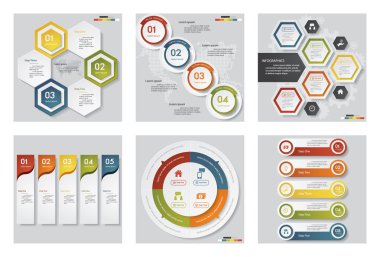 6 tasarım şablonu/grafik veya Web sitesi düzeni topluluğu. Vektör arka plan.