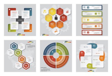 6 tasarım şablonu/grafik veya Web sitesi düzeni topluluğu. Vektör arka plan.