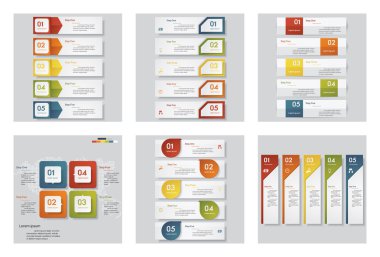 6 tasarım şablonu/grafik veya Web sitesi düzeni topluluğu. Vektör arka plan.