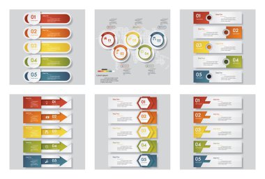 6 tasarım şablonu/grafik veya Web sitesi düzeni topluluğu. Vektör arka plan.