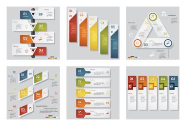 6 tasarım şablonu/grafik veya Web sitesi düzeni topluluğu. Vektör arka plan.