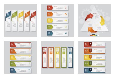 6 tasarım şablonu/grafik veya Web sitesi düzeni topluluğu. Vektör arka plan.