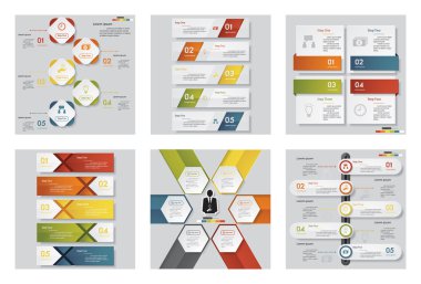 6 tasarım şablonu/grafik veya Web sitesi düzeni topluluğu. Vektör arka plan.