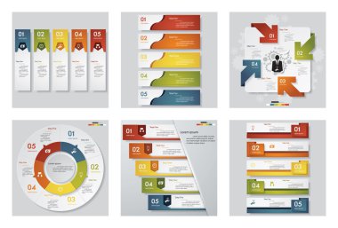 6 tasarım şablonu/grafik veya Web sitesi düzeni topluluğu. Vektör arka plan.