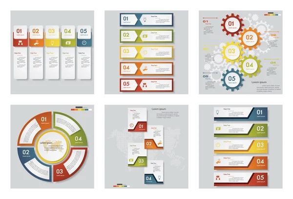 Samling av 6 design mall/grafisk eller webbplats layout. — Stock vektor