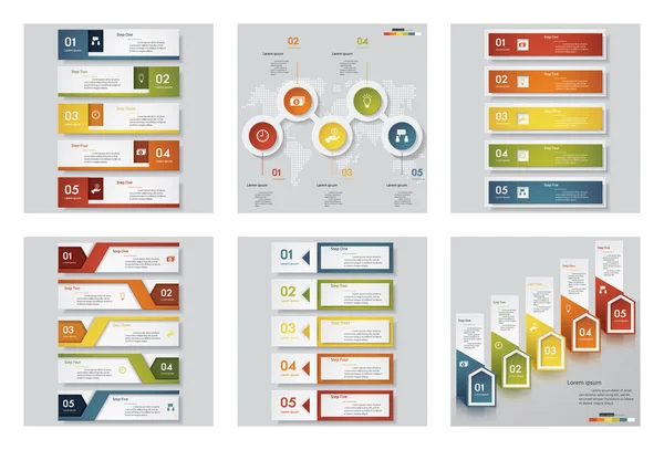 Samling av 6 design mall/grafisk eller webbplats layout. Vektor bakgrund. — Stock vektor