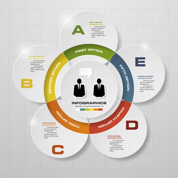 5 stappen in moderne ontwerp infographics diagram. Vector. — Stockvector