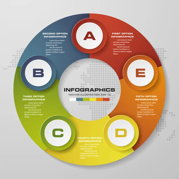 Processus en 5 étapes. Élément de design abstrait simple et modifiable . — Image vectorielle