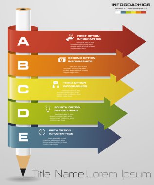 Soyut kalem Infographics 5 adım seçeneği ile. Vektör çizim. iş akışı düzeni için kullanılan,.