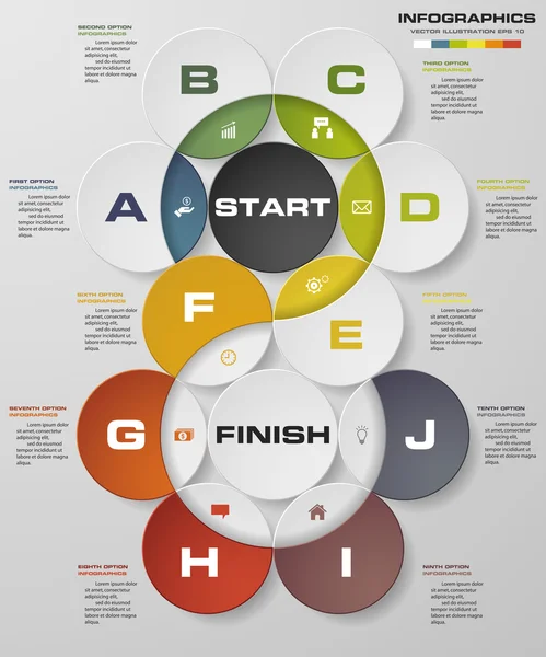 Plantilla de diseño infográfico y concepto de negocio con 10 opciones — Archivo Imágenes Vectoriales