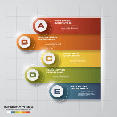Basit ve düzenlenebilir 5 adımları şeması diyagramları şablonu/grafik veya Web sitesi düzeni. Vektör.
