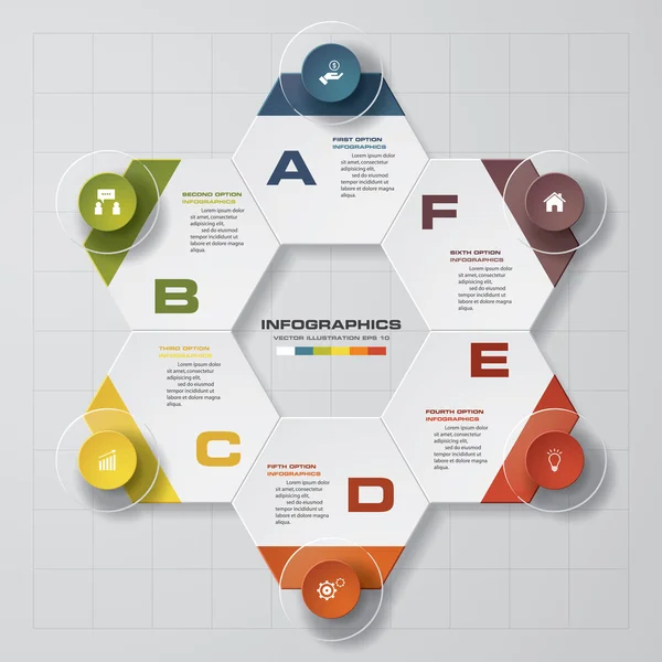 6 steps process. Simple&Editable abstract design element. — 스톡 벡터