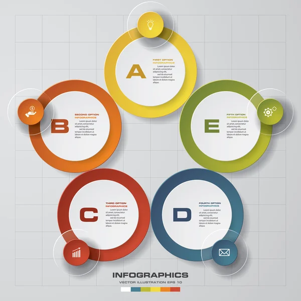 Basit ve düzenlenebilir 5 adımları şeması diyagramları şablonu/grafik veya Web sitesi düzeni. Vektör.