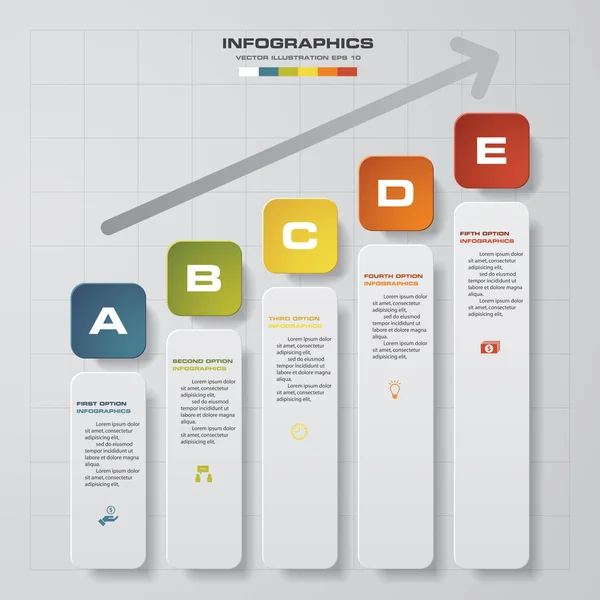 Modèle de diagramme en 5 étapes simple et modifiable / graphique ou mise en page de site Web. Vecteur . — Image vectorielle