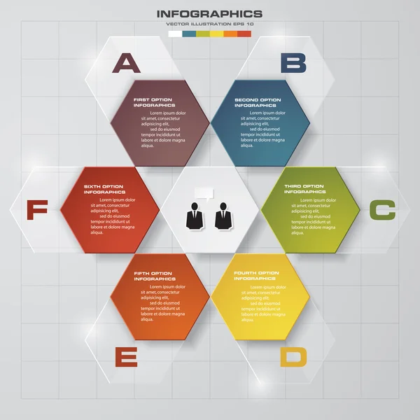 Abstract 6 passos modelo de apresentação de negócios . — Vetor de Stock