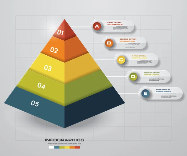 Pyramidenform Layout mit 5 Schritten saubere Anzahl Banner Vorlage — Stockvektor