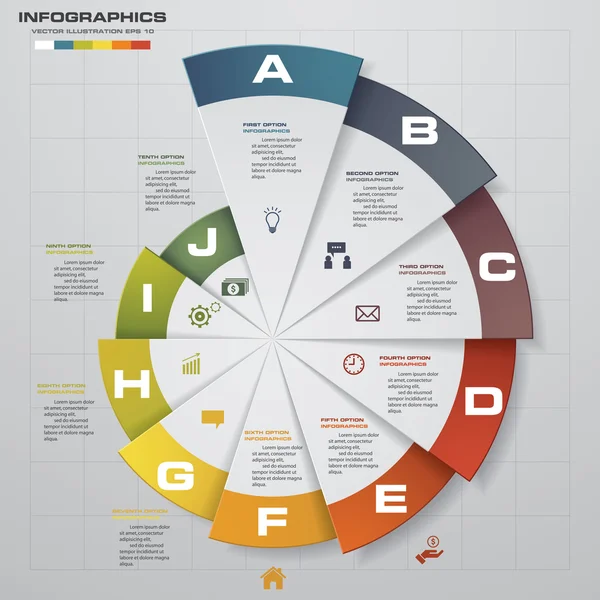 Modelo de design de ciclo e conceito de negócio com 10 opções . — Vetor de Stock