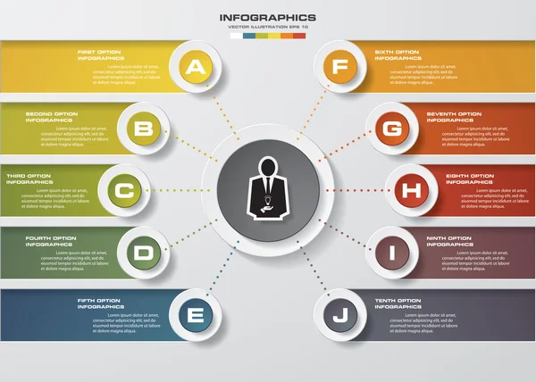 Modello di design infografico e concetto di business con 10 opzioni . — Vettoriale Stock