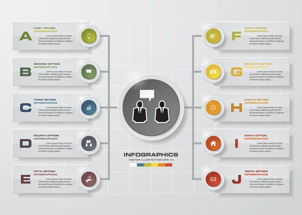 Modelo de design infográfico e conceito de negócio com 10 opções . — Vetor de Stock