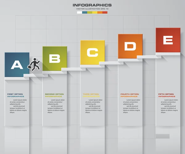 Tableau d'affaires abstrait. Modèle de diagramme en 5 étapes vectoriel. Idée étape par étape . — Image vectorielle